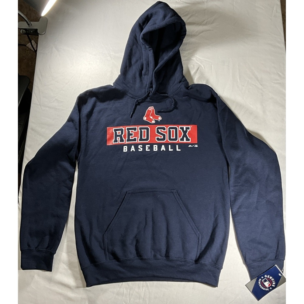 MLB Baseball Boston Red Sox Hoodie/Sweatshirt Kangaroo Pocket Navy Men's Small